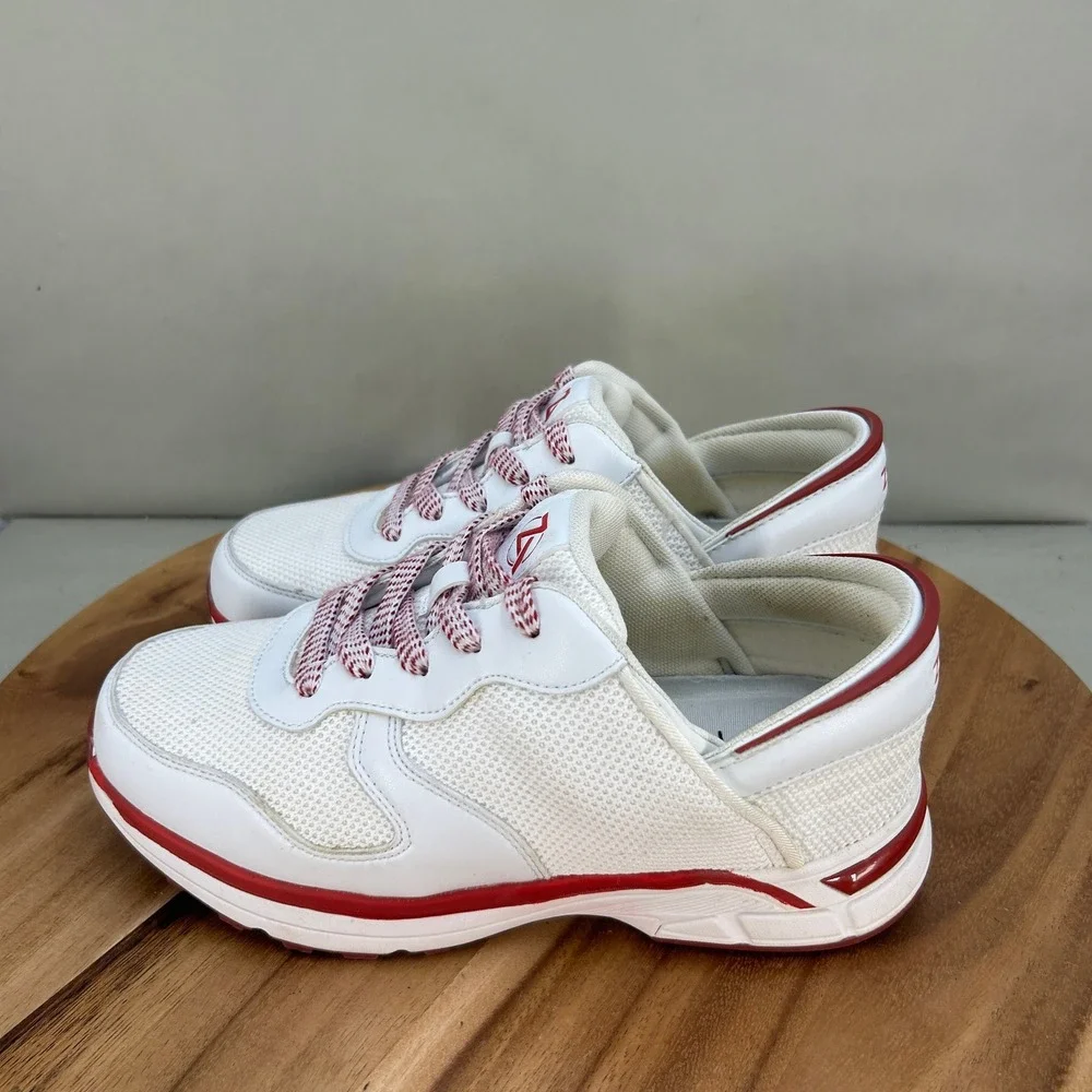 Zeba Hands Free Sneakers Womens 9.5 Wide White Red Mesh Slip On Walking Shoes